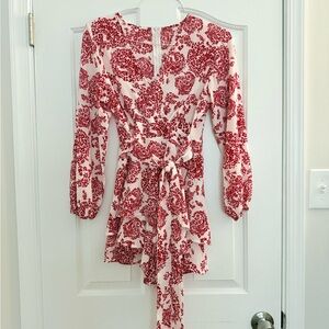 Floral Wrap Dress in Red and White